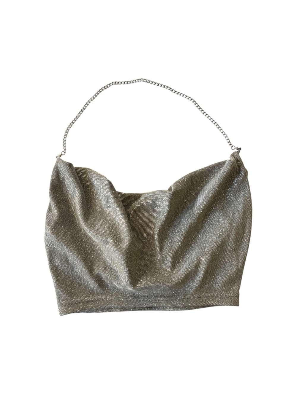 Silver Chain-Strap Halter Crop Top